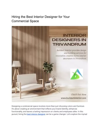 Hiring the Best Interior Designer for Your Commercial Space