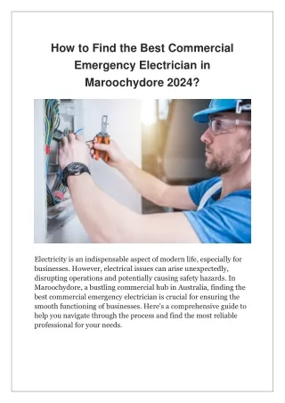 How to Find the Best Commercial Emergency Electrician in Maroochydore 2024?