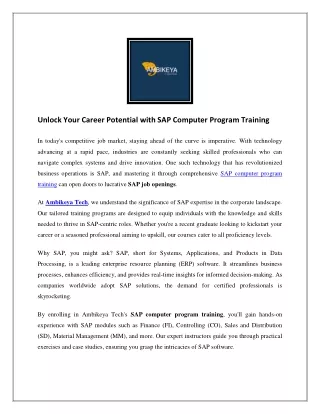 Best Sap software training online in USA - Ambikeya