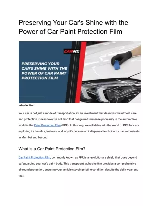 Preserving Your Car's Shine with the Power of Car Paint Protection Film