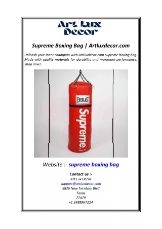 Supreme Boxing Bag  Artluxdecor.com