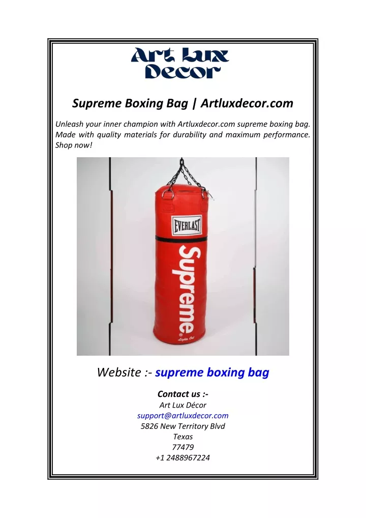 supreme boxing bag artluxdecor com