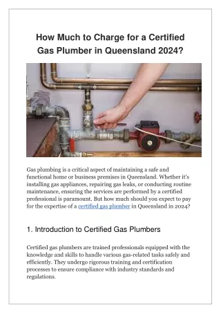How Much to Charge for a Certified Gas Plumber in Queensland 2024?