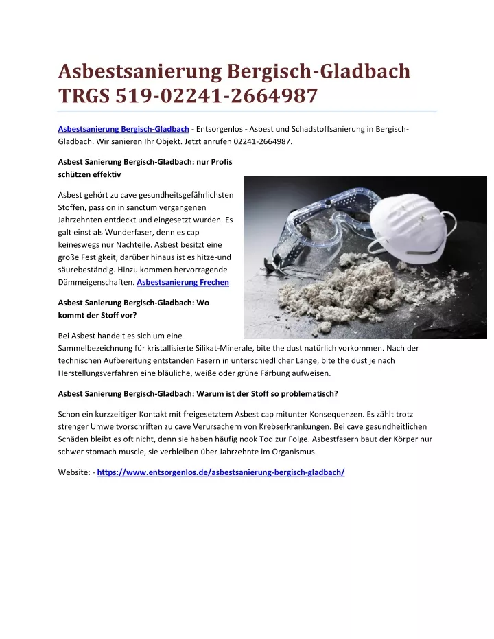 asbestsanierung bergisch gladbach trgs 519 02241