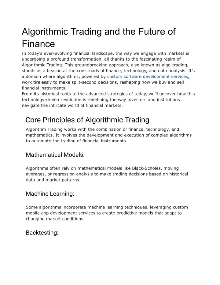 algorithmic trading and the future of finance