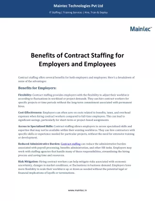 Benefits of Contract Staffing for Employers and Employees - Maintec