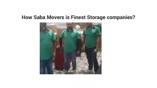 How Saba Movers is Finest Storage companies