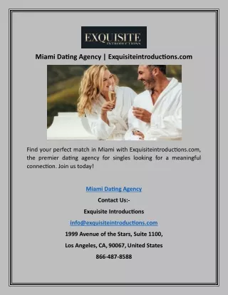 Miami Dating Agency | Exquisiteintroductions.com