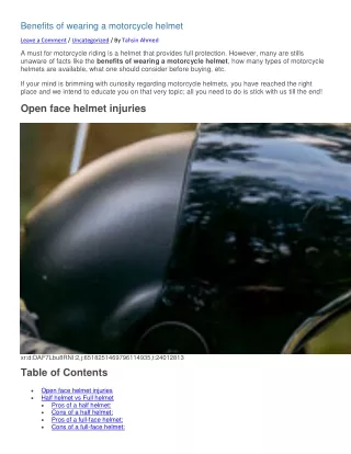 Benefits of wearing a motorcycle helmet