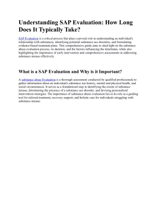 Understanding SAP Evaluation: How Long Does It Typically Take?
