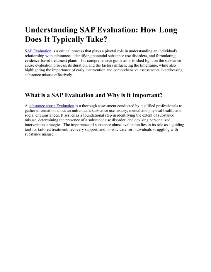 understanding sap evaluation how long does
