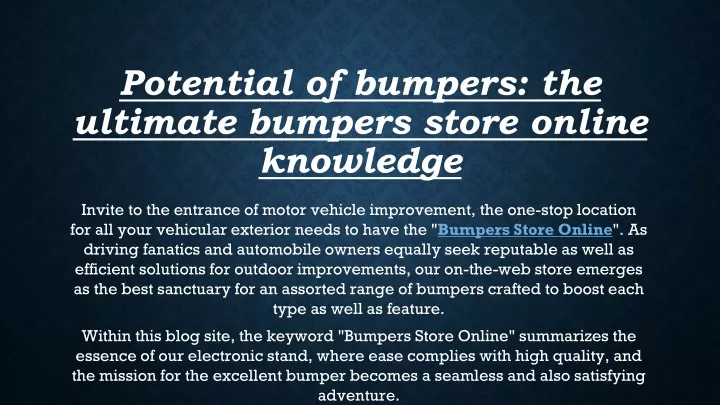 potential of bumpers the ultimate bumpers store online knowledge