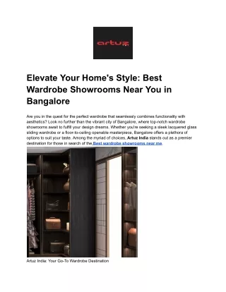 Elevate Your Home's Style_ Best Wardrobe Showrooms Near You in Bangalore