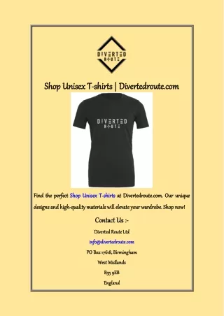 Shop Unisex T shirts  Divertedroute com