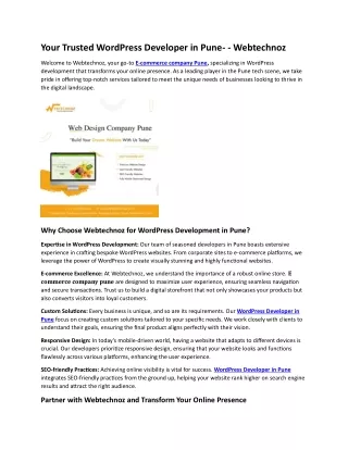 Your Trusted WordPress Developer in Pune - Webtechnoz