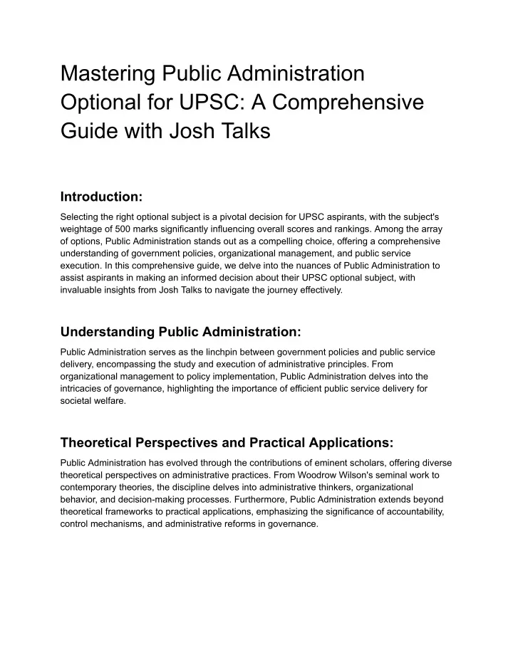 mastering public administration optional for upsc