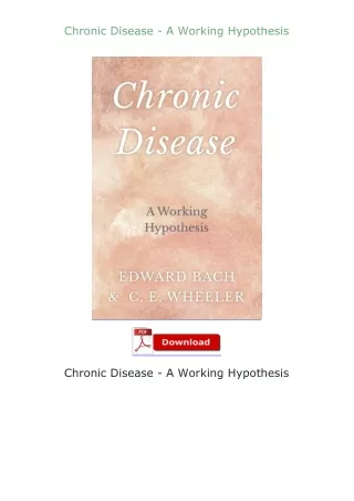 Ebook❤(download)⚡ Chronic Disease - A Working Hypothesis