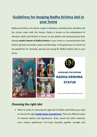 Guidelines for keeping Radha Krishna idol in your home