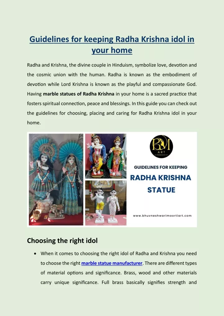guidelines for keeping radha krishna idol in your