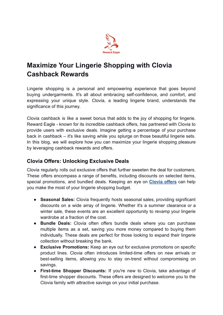 maximize your lingerie shopping with clovia