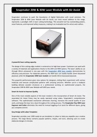 snapmaker 20w 40w laser module with air assist