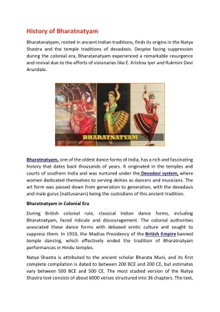 History of Bharatnatyam