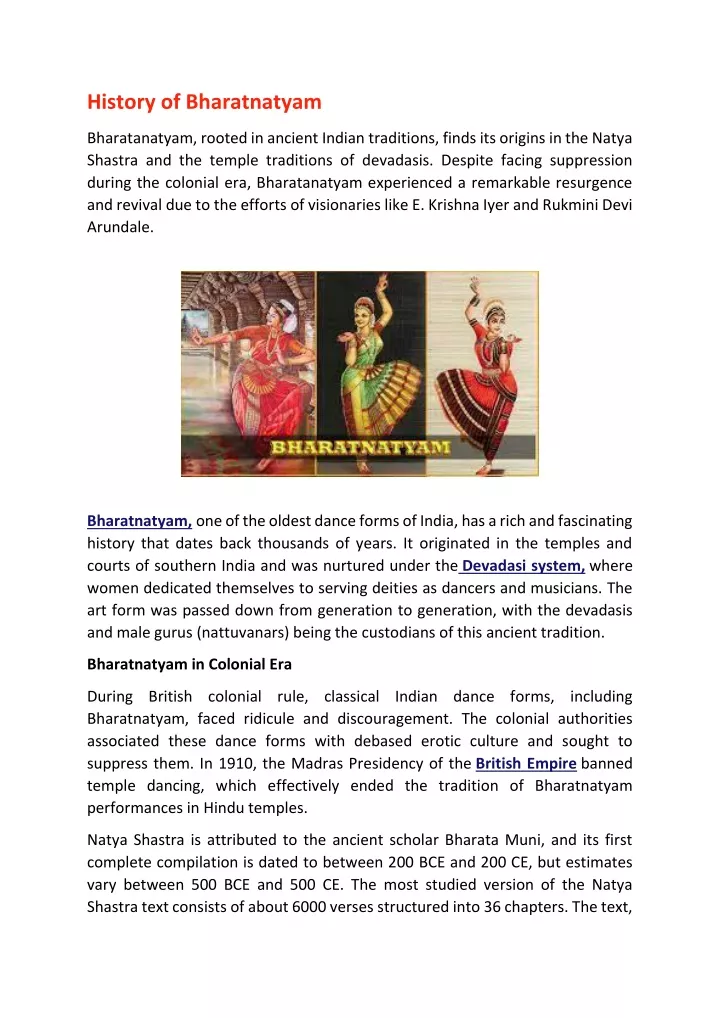 history of bharatnatyam