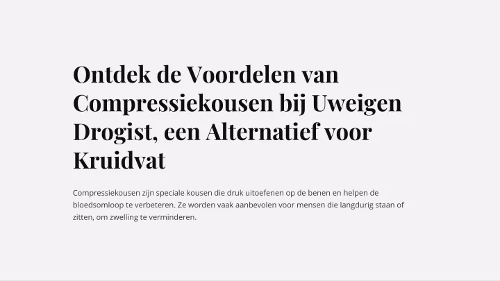 ontdek de voordelen van compressiekousen