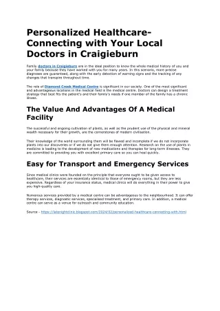 Personalized Healthcare-Connecting with Your Local Doctors in Craigieburn