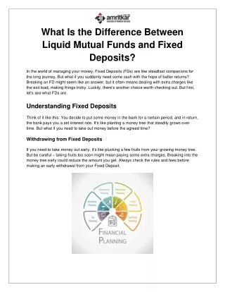 What Is the Difference Between Liquid Mutual Funds and Fixed Deposits