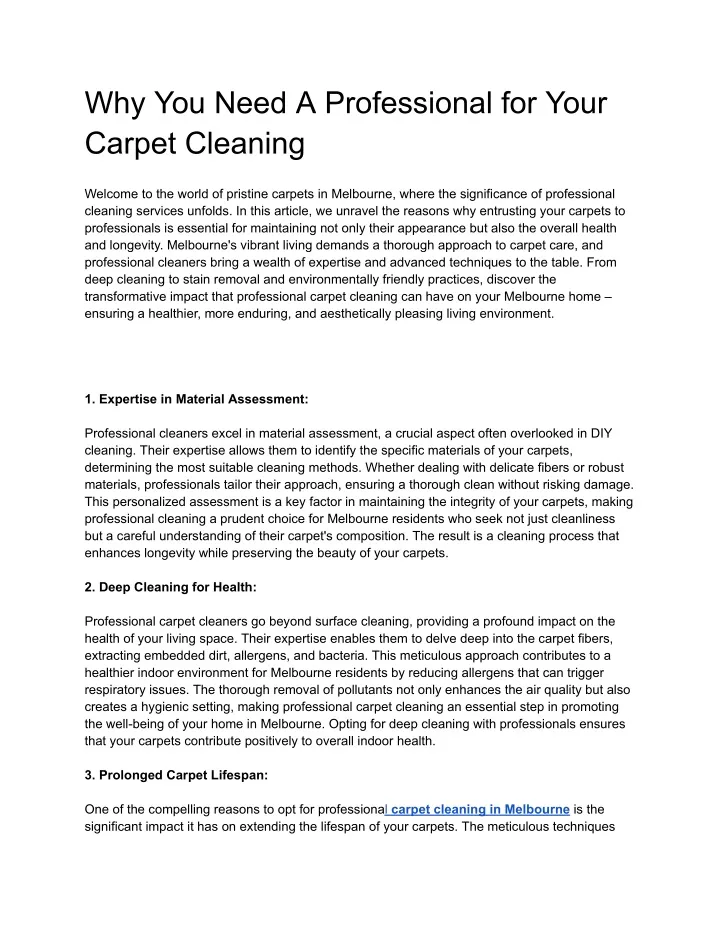 why you need a professional for your carpet