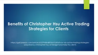 Benefits of Christopher Hsu Active Trading Strategies for Clients