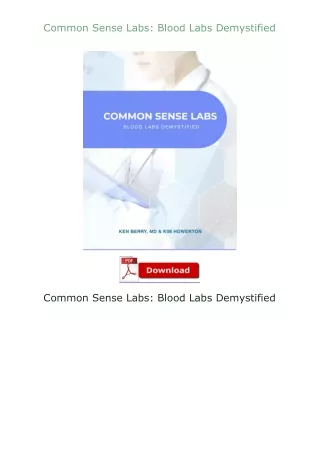 PDF✔Download❤ Common Sense Labs: Blood Labs Demystified
