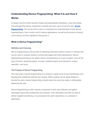 Understanding Device Fingerprinting! What It Is and How It Works