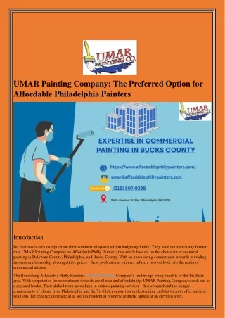 UMAR Painting Company The Preferred Option for Affordable Philadelphia Painters