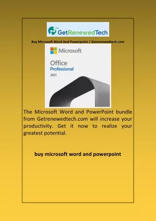 Buy Microsoft Word And Powerpoint Getrenewedtech com