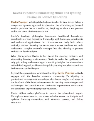 Kavita Punekar: Illuminating Minds and Igniting Passion in Science Education