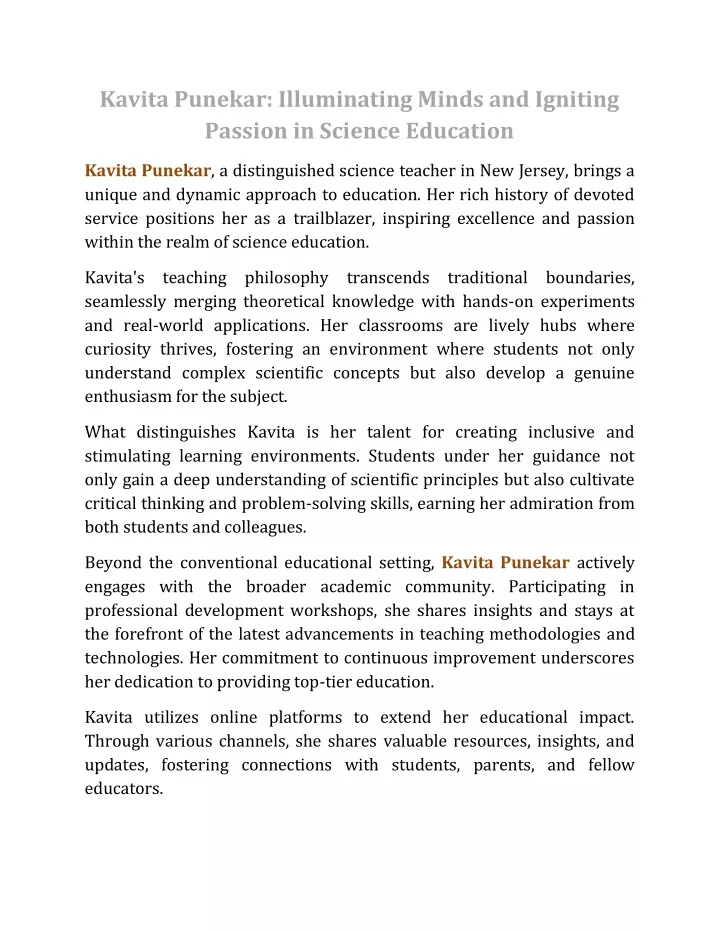 kavita punekar illuminating minds and igniting