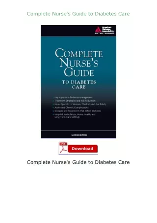 full✔download️⚡(pdf) Complete Nurse's Guide to Diabetes Care
