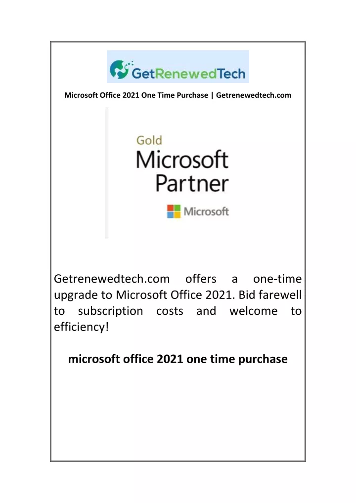 microsoft office 2021 one time purchase