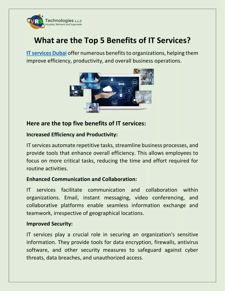 what are the top 5 benefits of it services
