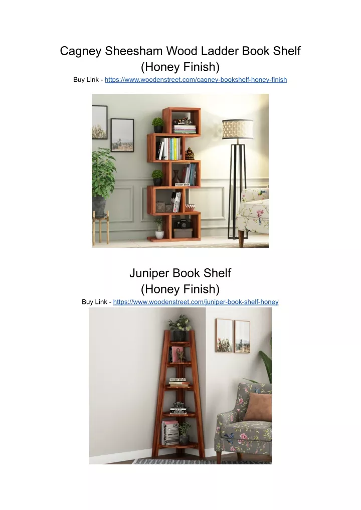 cagney sheesham wood ladder book shelf honey