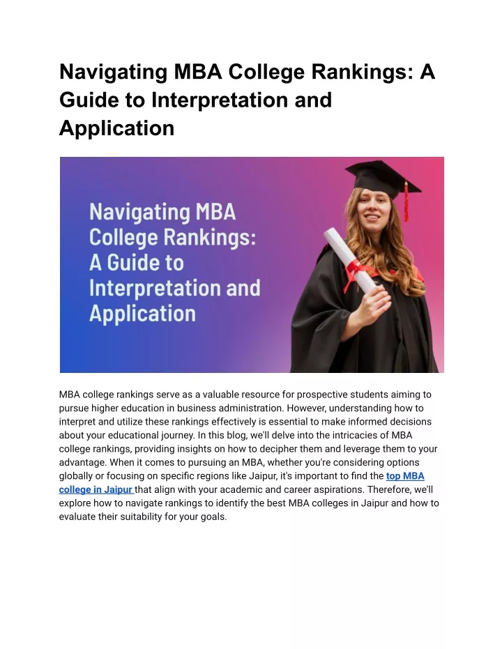 navigating mba college rankings a guide