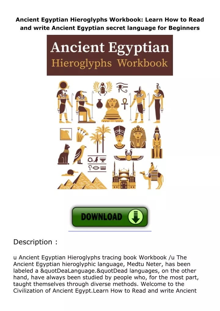 ancient egyptian hieroglyphs workbook learn