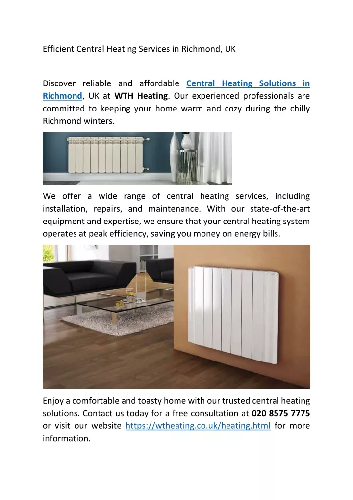 efficient central heating services in richmond uk