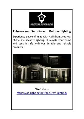 Enhance Your Security with Outdoor Lighting