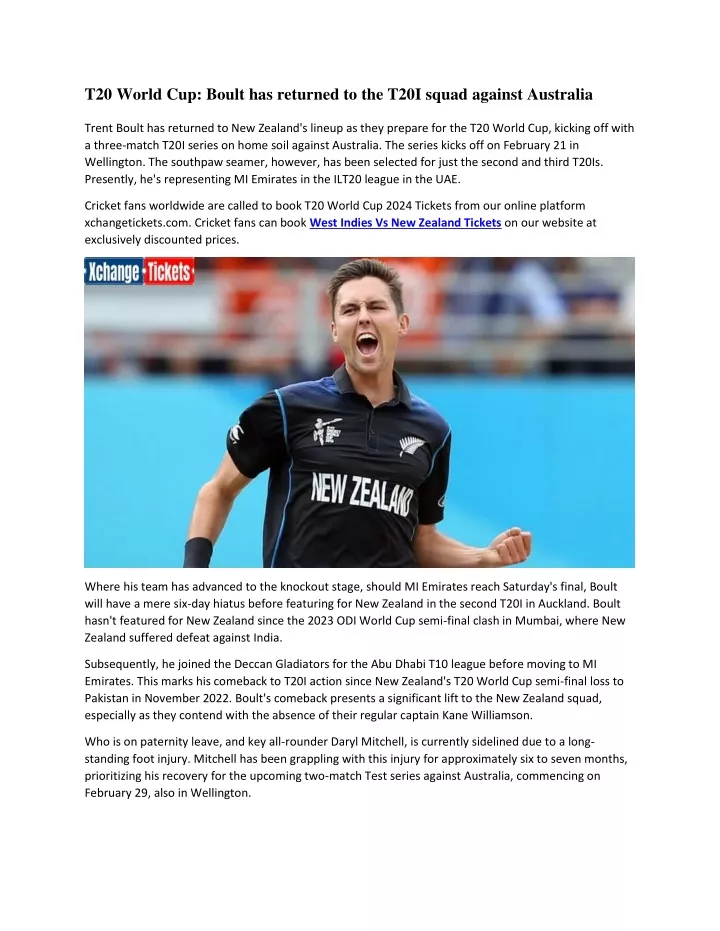 t20 world cup boult has returned to the t20i