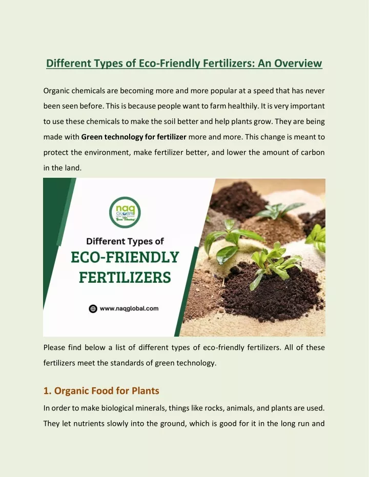 different types of eco friendly fertilizers