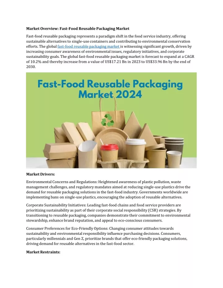 market overview fast food reusable packaging
