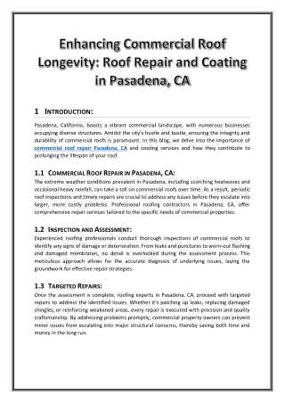 Enhancing Commercial Roof Longevity: Roof Repair and Coating in Pasadena, CA